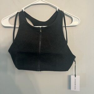 We Wore What Women's Double Strap Zip Up Bra Size Medium Heather Gray‎ Athletic